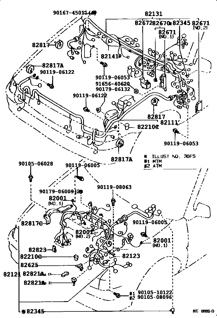 Toyota COROLLA 线束和卡夹 EPC diagram — 827431