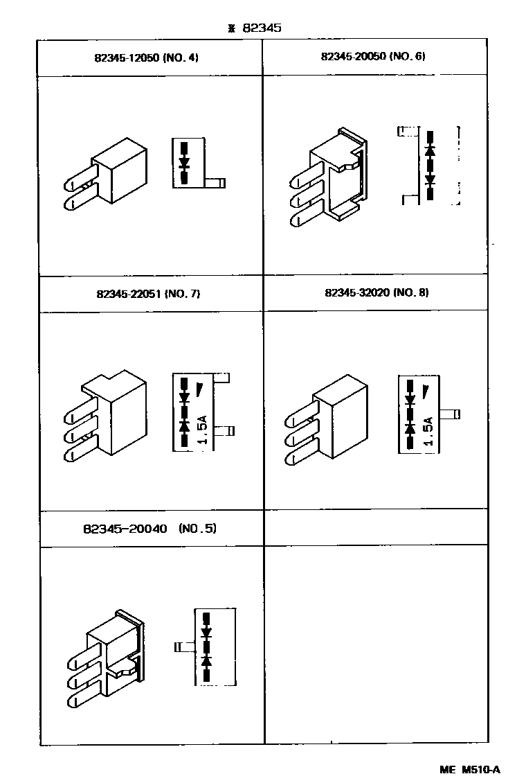 Toyota COROLLA 线束和卡夹 EPC diagram — MEM510A