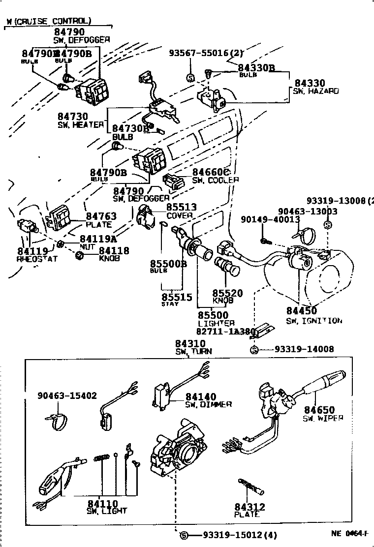 Toyota COROLLA 开关和继电器和ECU EPC diagram — 84B942