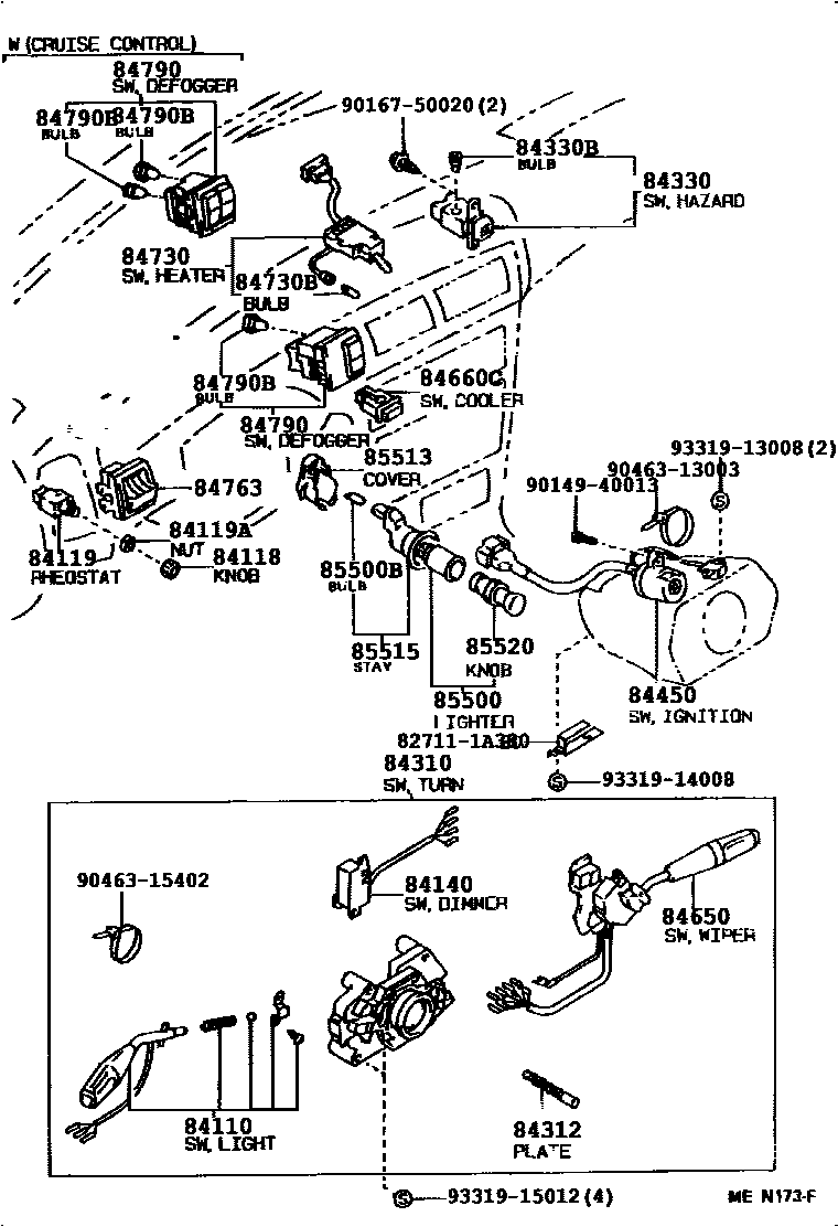 Toyota COROLLA 开关和继电器和ECU EPC diagram — 84B943