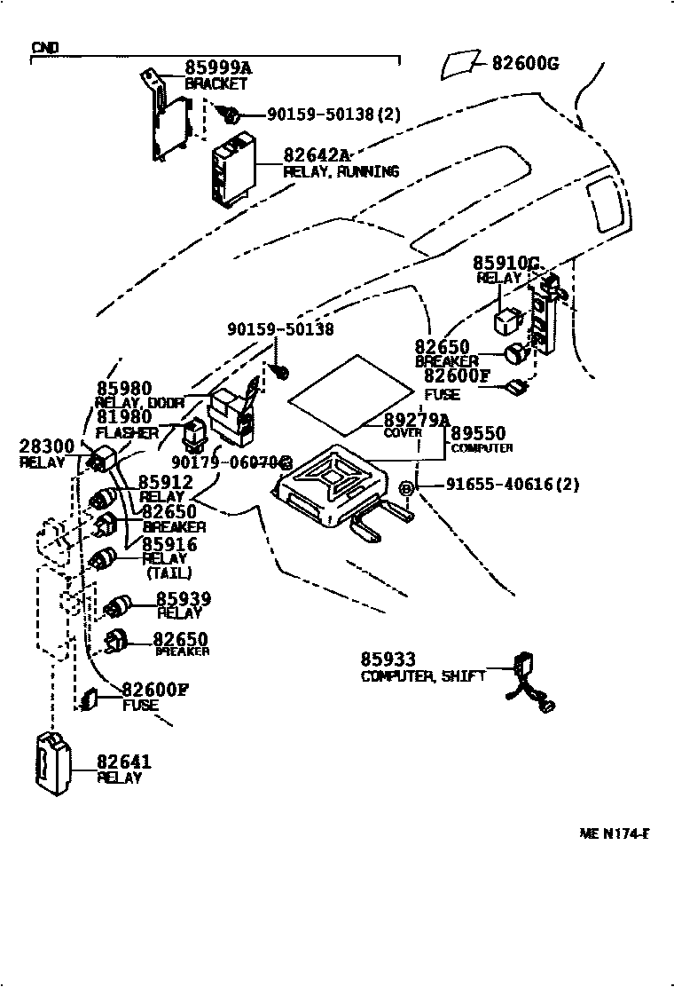 Toyota COROLLA 开关和继电器和ECU EPC diagram — 84B944