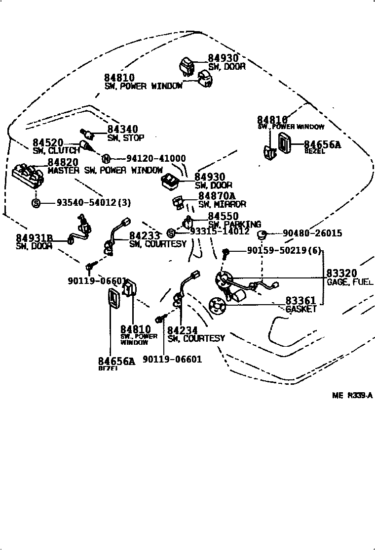 Toyota COROLLA 开关和继电器和ECU EPC diagram — 84B946