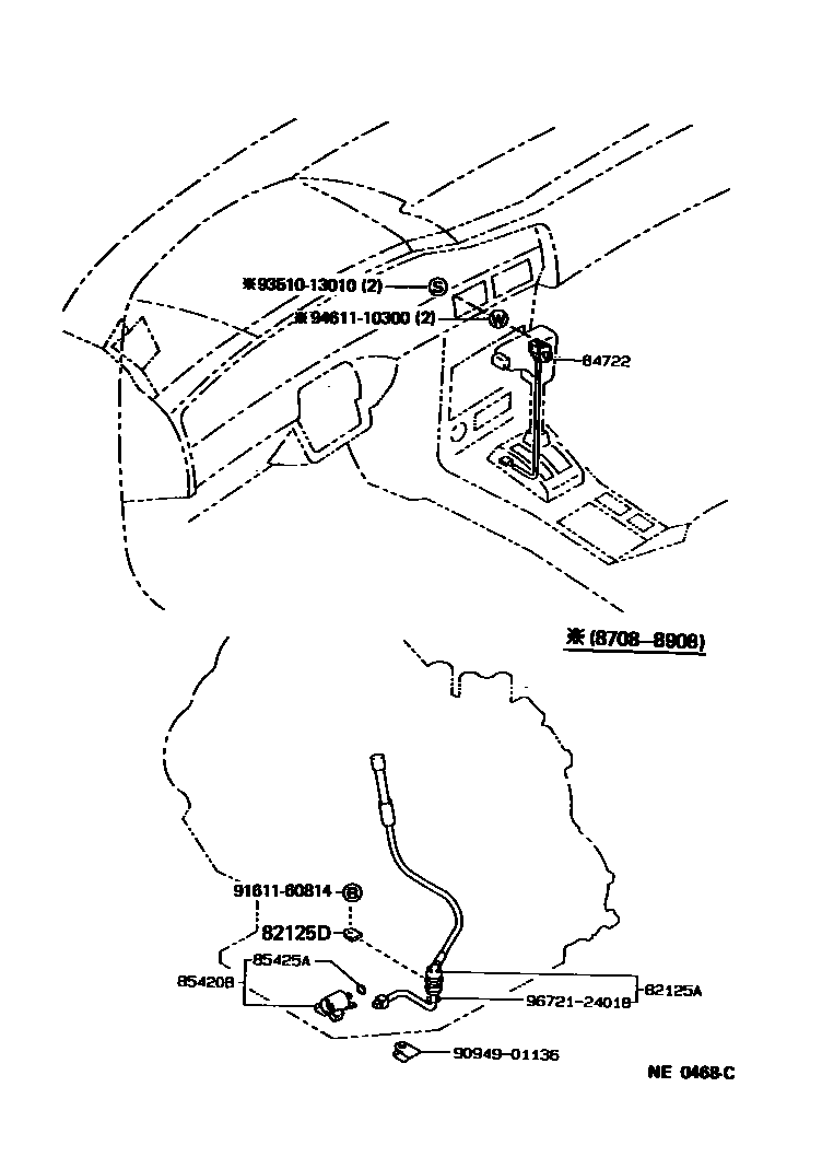 Toyota COROLLA 超速档和电子控制变速器 EPC diagram — NE0468C