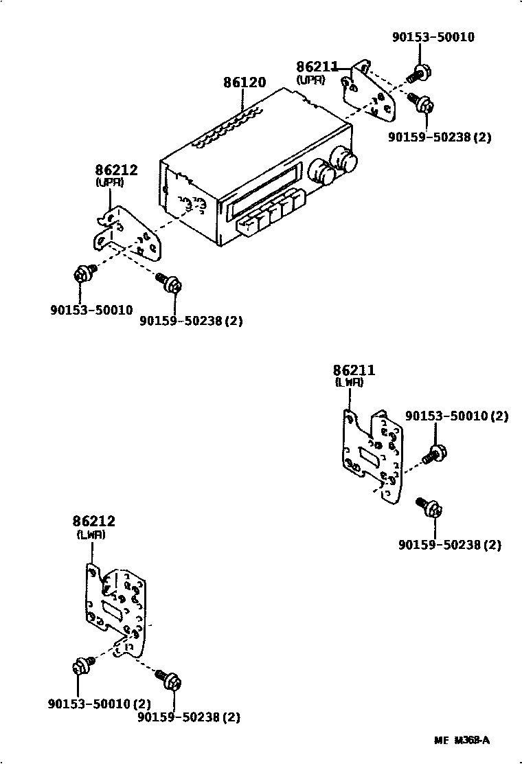 Toyota COROLLA 收音机、放大器和冷凝器 EPC diagram — 864505