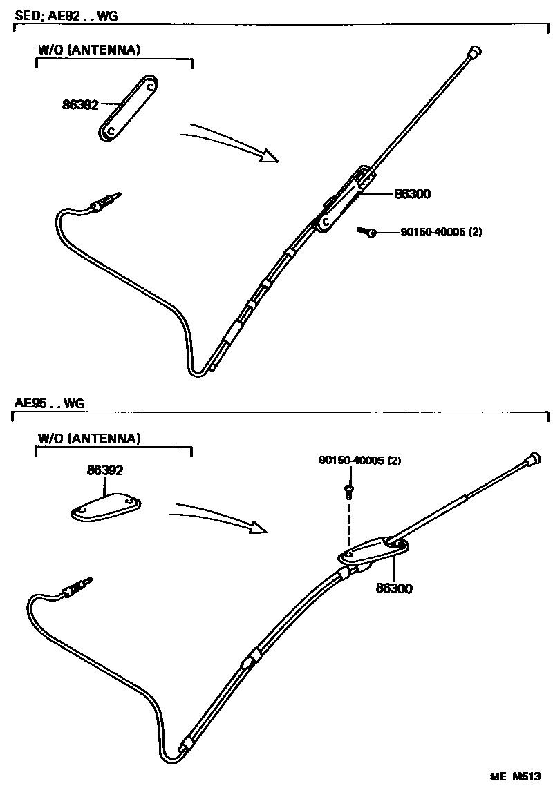 Toyota COROLLA antenna EPC diagram — MEM513