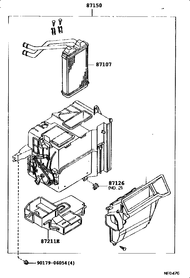 Toyota COROLLA 暖风和空调系统 - 加热装置和鼓风机 EPC diagram — 87B785