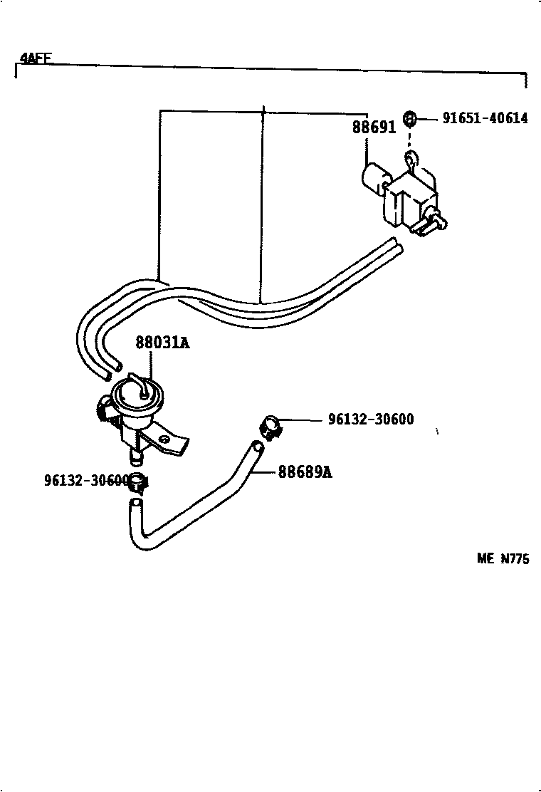 Toyota COROLLA 暖风和空调系统 - 真空管 EPC diagram — 87B784