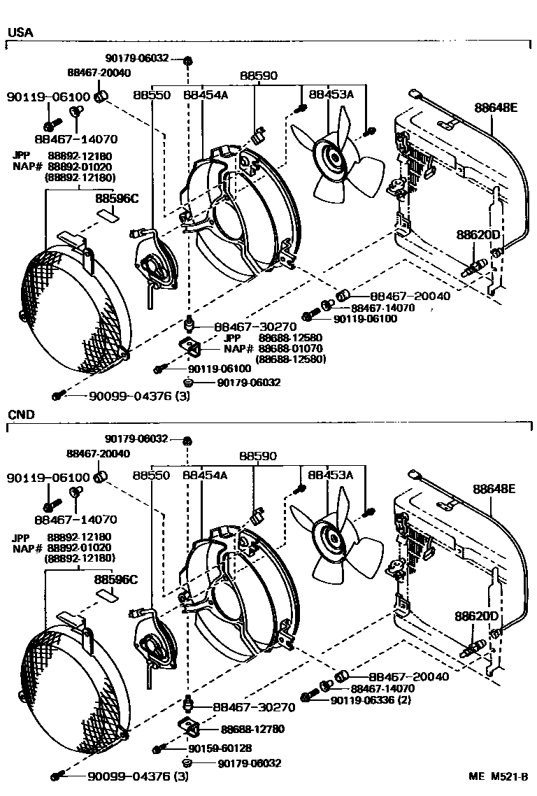 Toyota COROLLA Heating & Air Conditioning - Cooler Piping EPC diagram — MEM521B