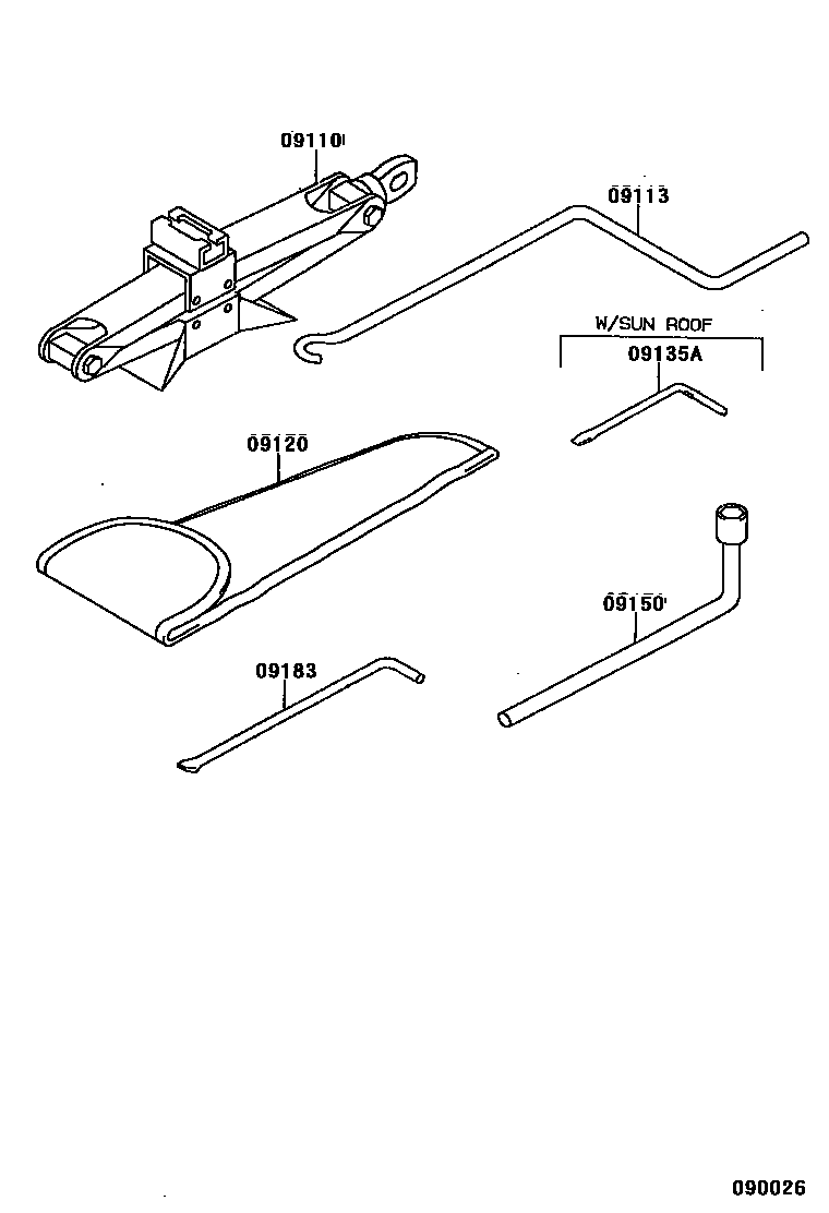 Toyota COROLLA Standard Tools EPC diagram — 090026