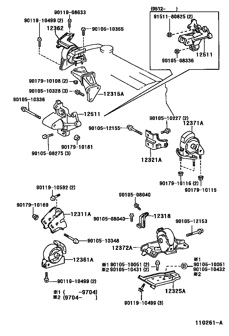 Toyota COROLLA Engine Mounting EPC diagram — 110261A