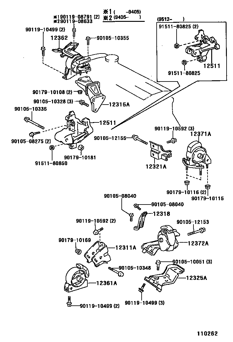 Toyota COROLLA Engine Mounting EPC diagram — 110262