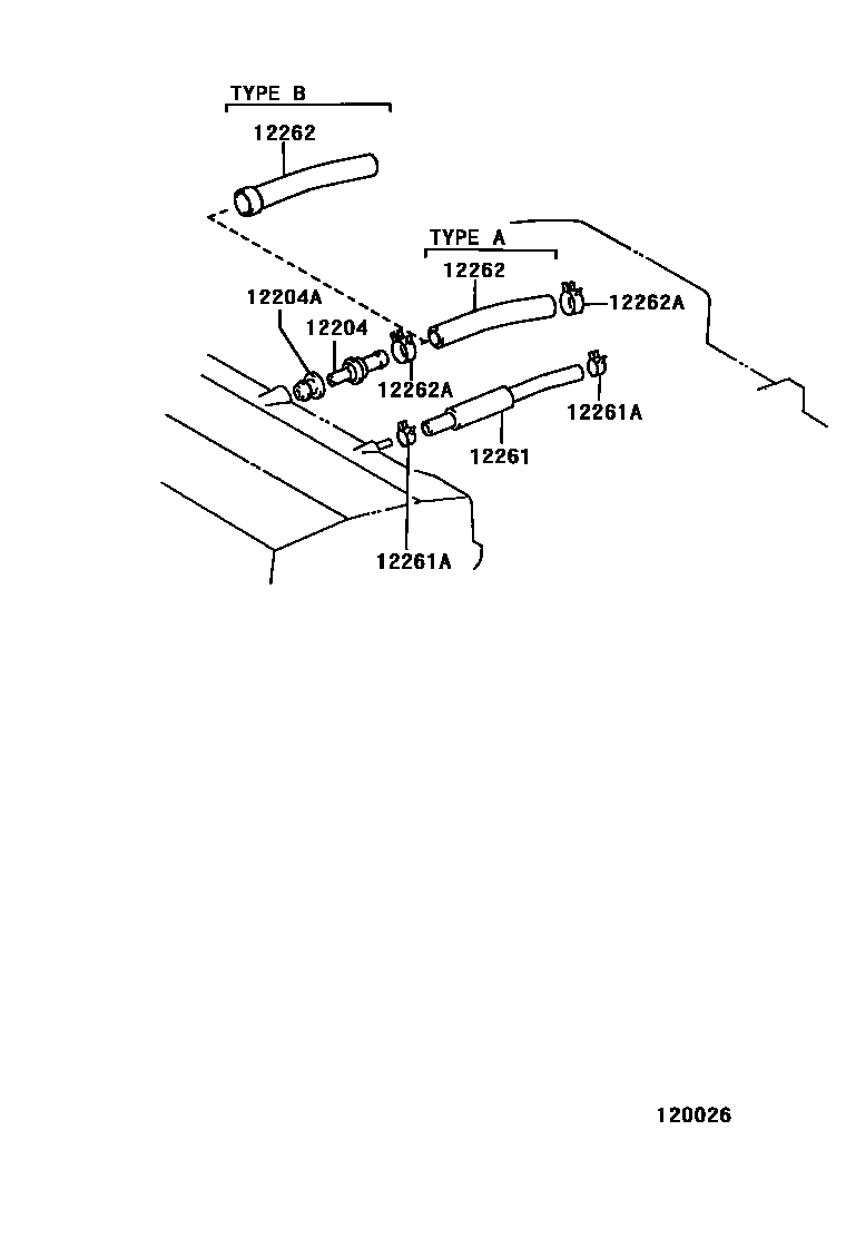Toyota COROLLA Ventilation Hose EPC diagram — 120026