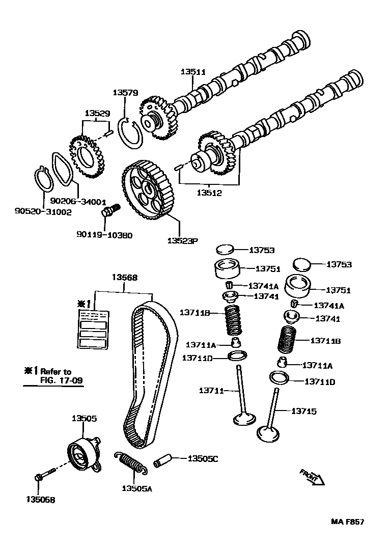 Toyota COROLLA Camshaft & Valve EPC diagram — MAF857