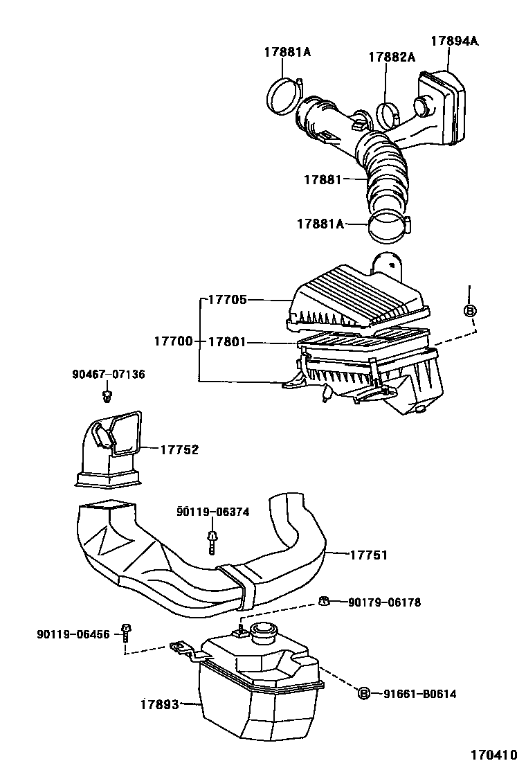 Toyota COROLLA Air Cleaner EPC diagram — 170410