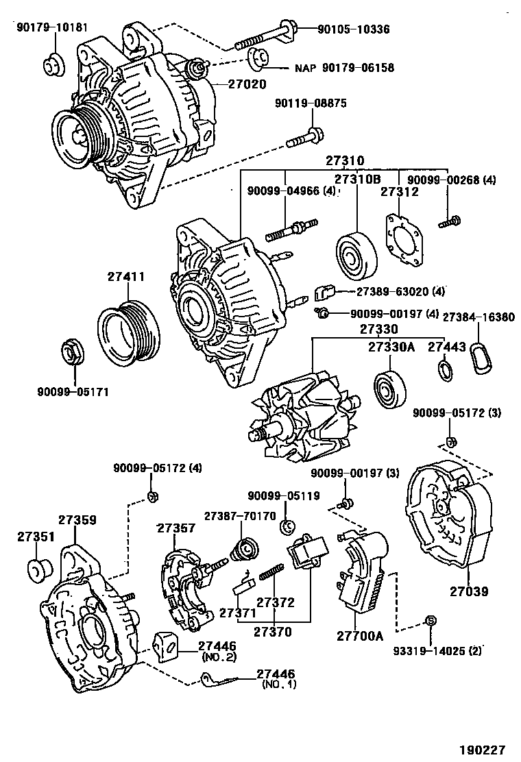 Toyota COROLLA Alternator EPC diagram — 190227