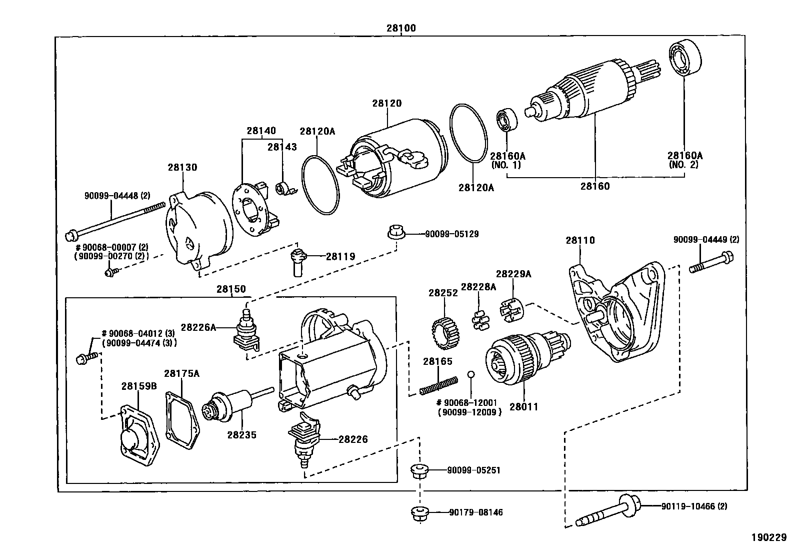 Toyota COROLLA 起动机 EPC diagram — 190229