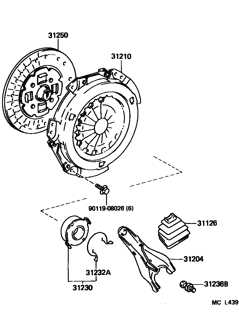 Toyota COROLLA 离合器和分离叉 EPC diagram — MCL439