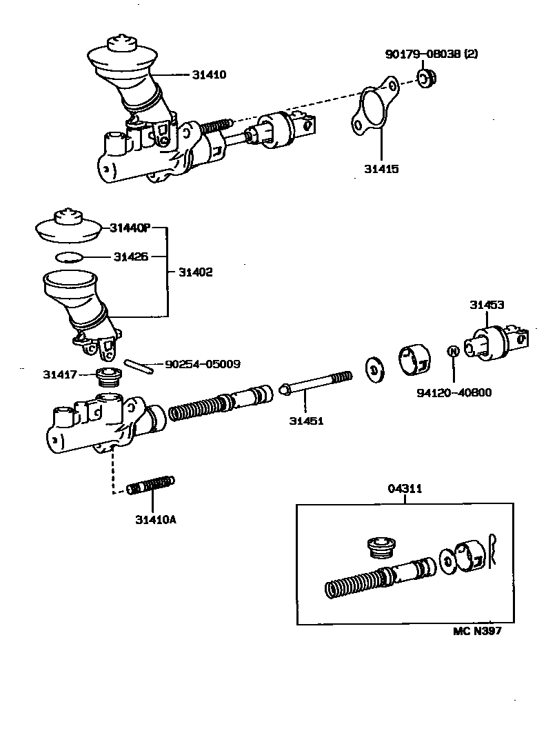 Toyota COROLLA 离合器总泵 EPC diagram — MCN397