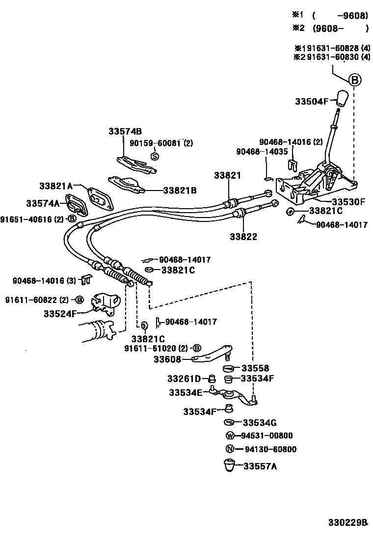 Toyota COROLLA Shift Lever & Retainer EPC diagram — 330229B