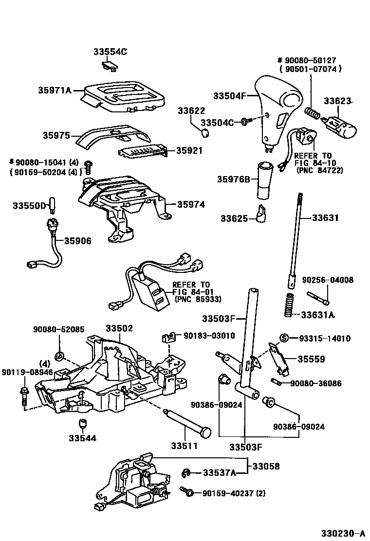 Toyota COROLLA Shift Lever & Retainer EPC diagram — 330230A