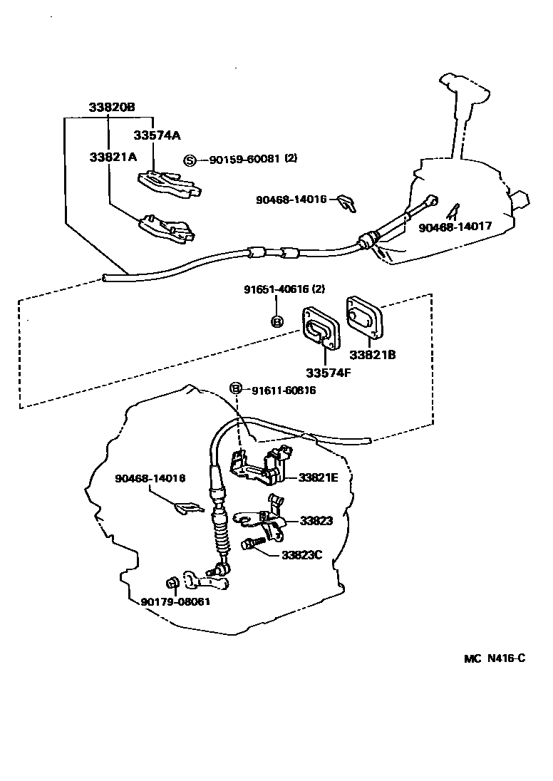 Toyota COROLLA Shift Lever & Retainer EPC diagram — MCN416C