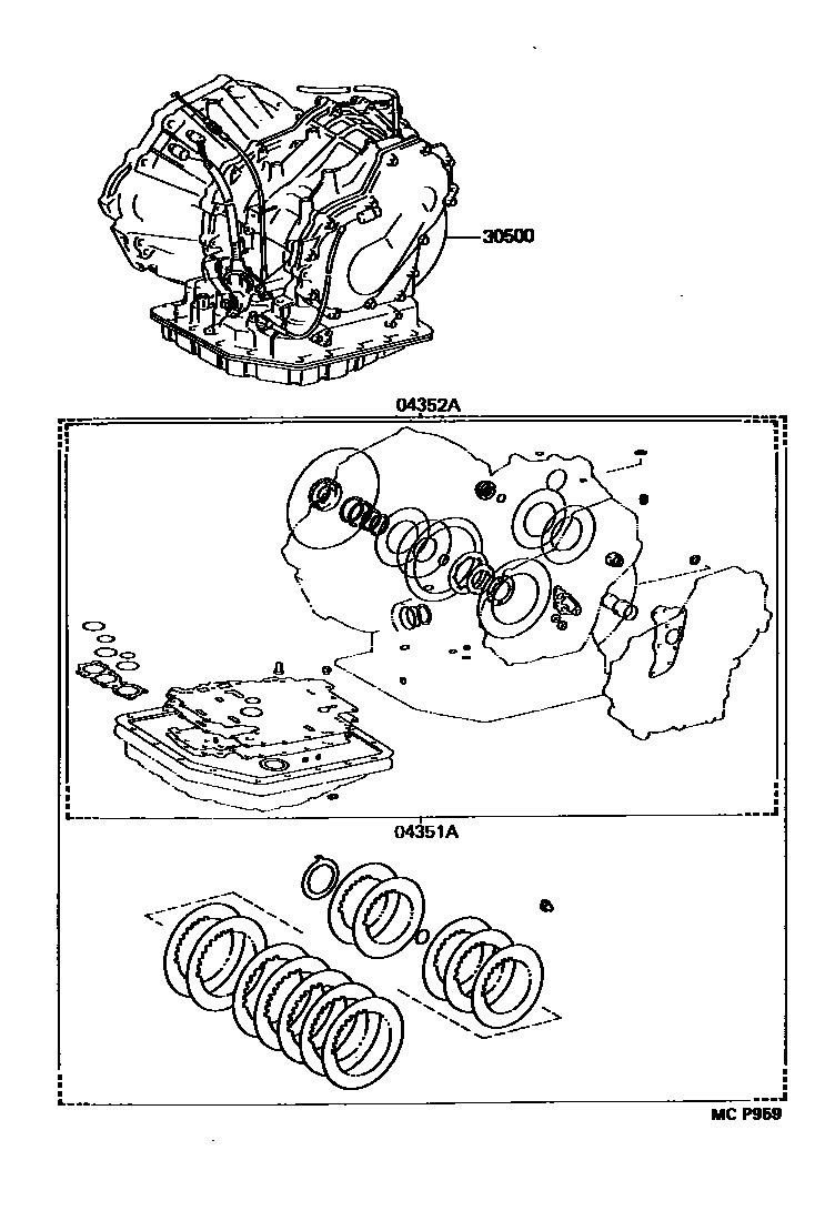Toyota COROLLA 传动桥或变速器总成和衬垫组件(ATM) EPC diagram — MCP959