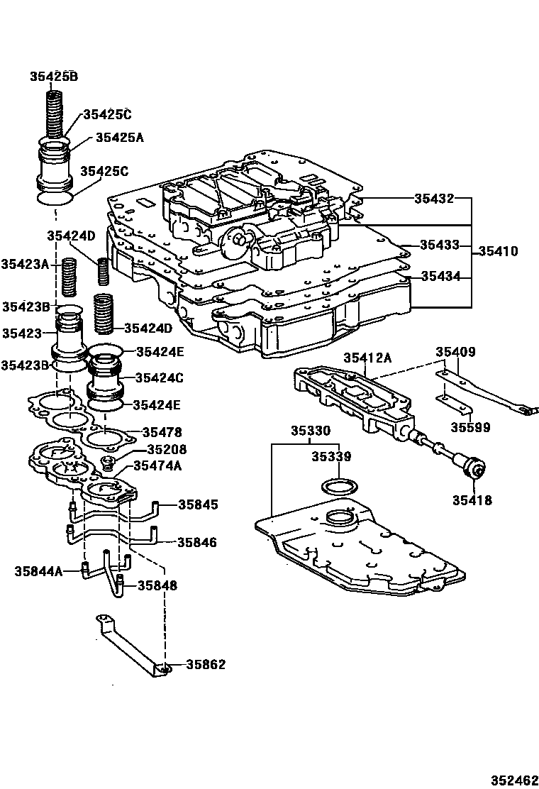 Toyota COROLLA 阀体和滤油网(ATM) EPC diagram — 352462