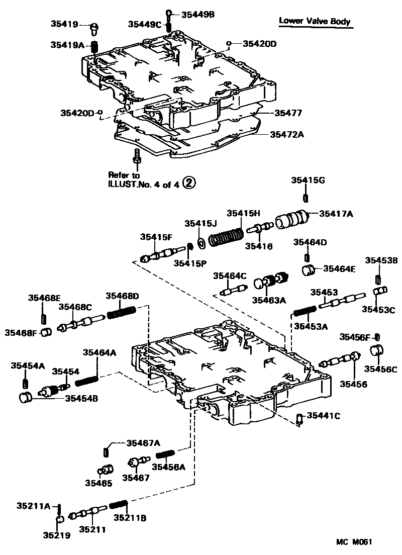 Toyota COROLLA 阀体和滤油网(ATM) EPC diagram — MCM061
