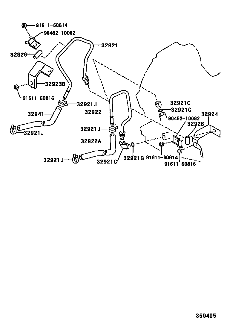 Toyota COROLLA 变速器油冷却器和配管(ATM) EPC diagram — 350405
