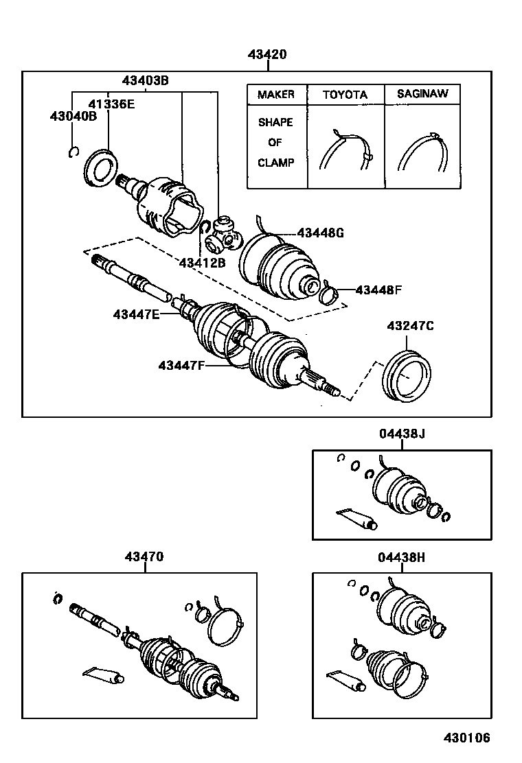 Toyota COROLLA Front Drive Shaft EPC diagram — 430106