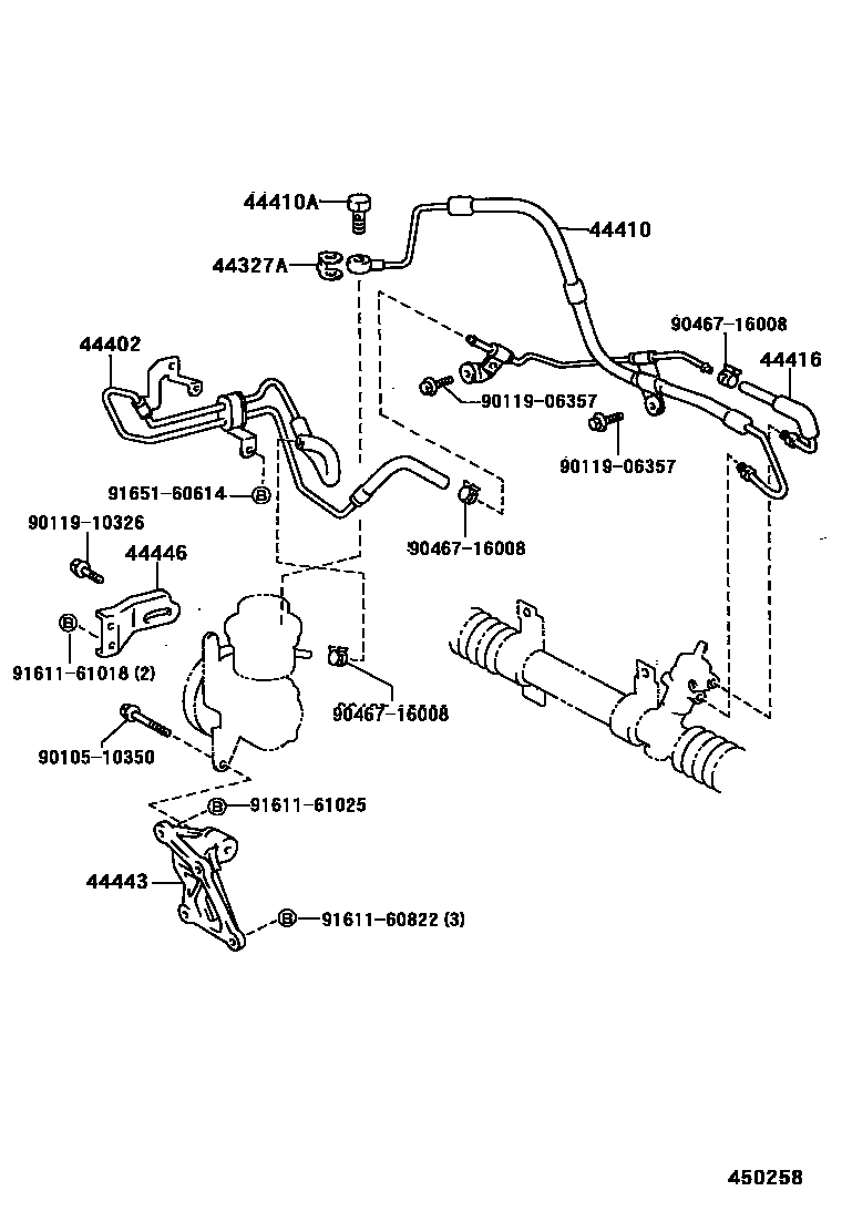 Toyota COROLLA 动力转向配管 EPC diagram — 450258