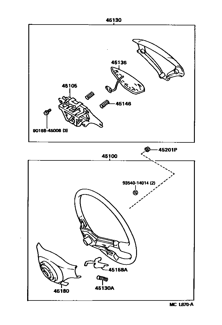 Toyota COROLLA Steering Wheel EPC diagram — MCL870A