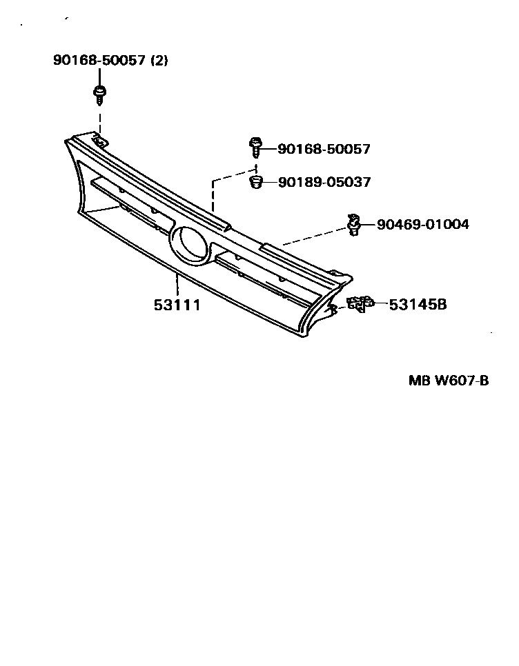 Toyota COROLLA radiator grille EPC diagram — MBW607B