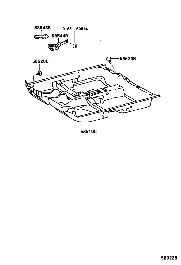 Toyota COROLLA 地板垫和地毯 EPC diagram — 580225