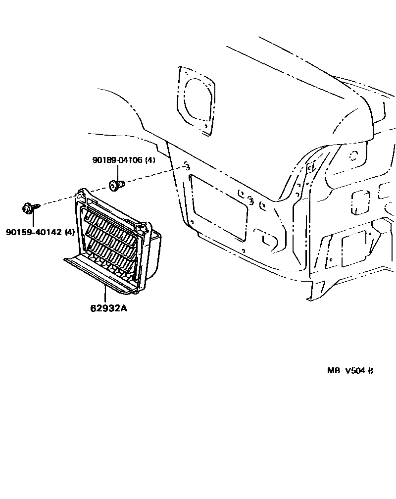 Toyota COROLLA 车侧通风装置 EPC diagram — MBV504B