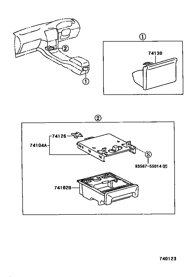 Toyota COROLLA 烟灰盒 EPC diagram — 740123