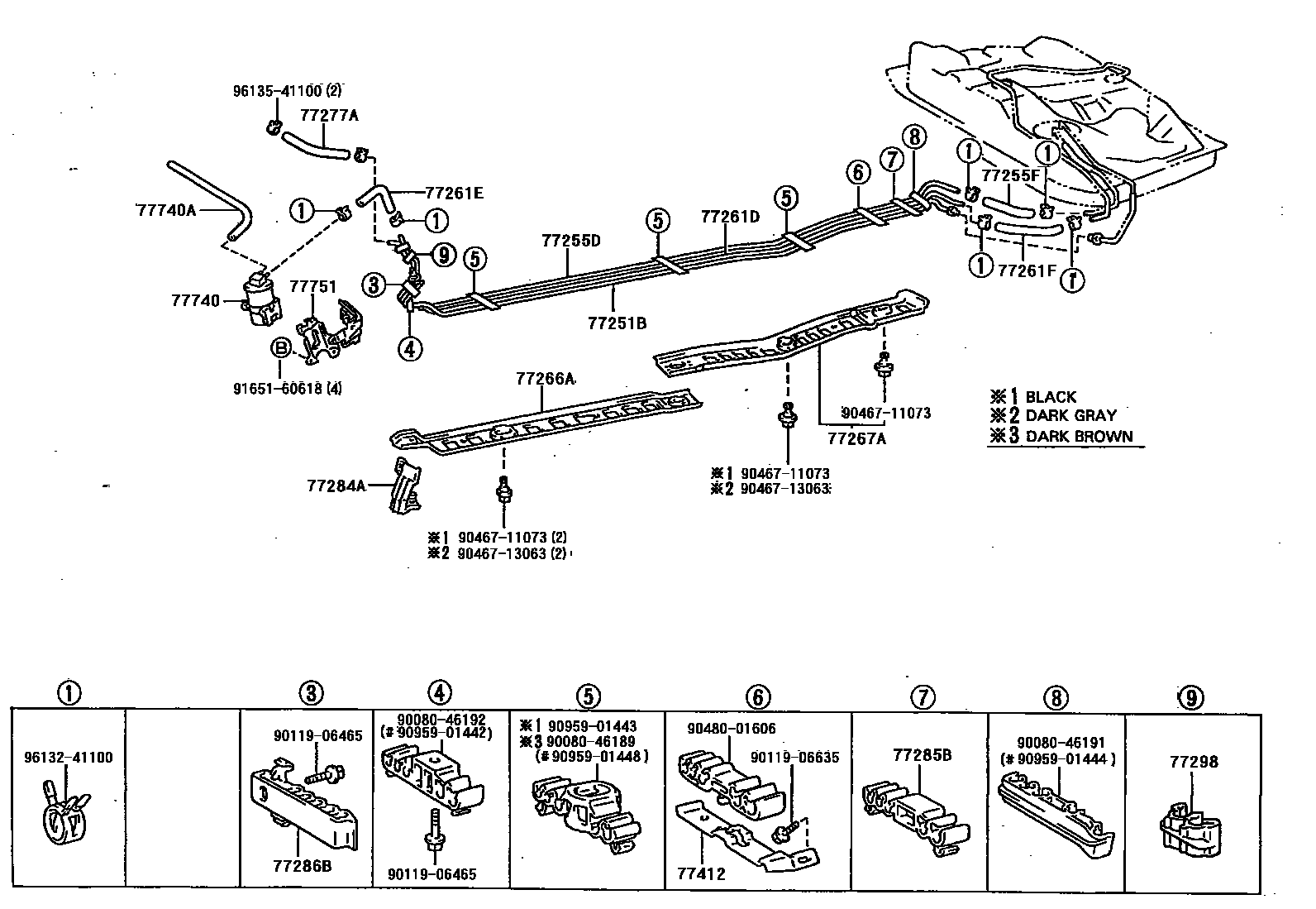 Toyota COROLLA 燃油箱和燃油管 EPC diagram — 770119
