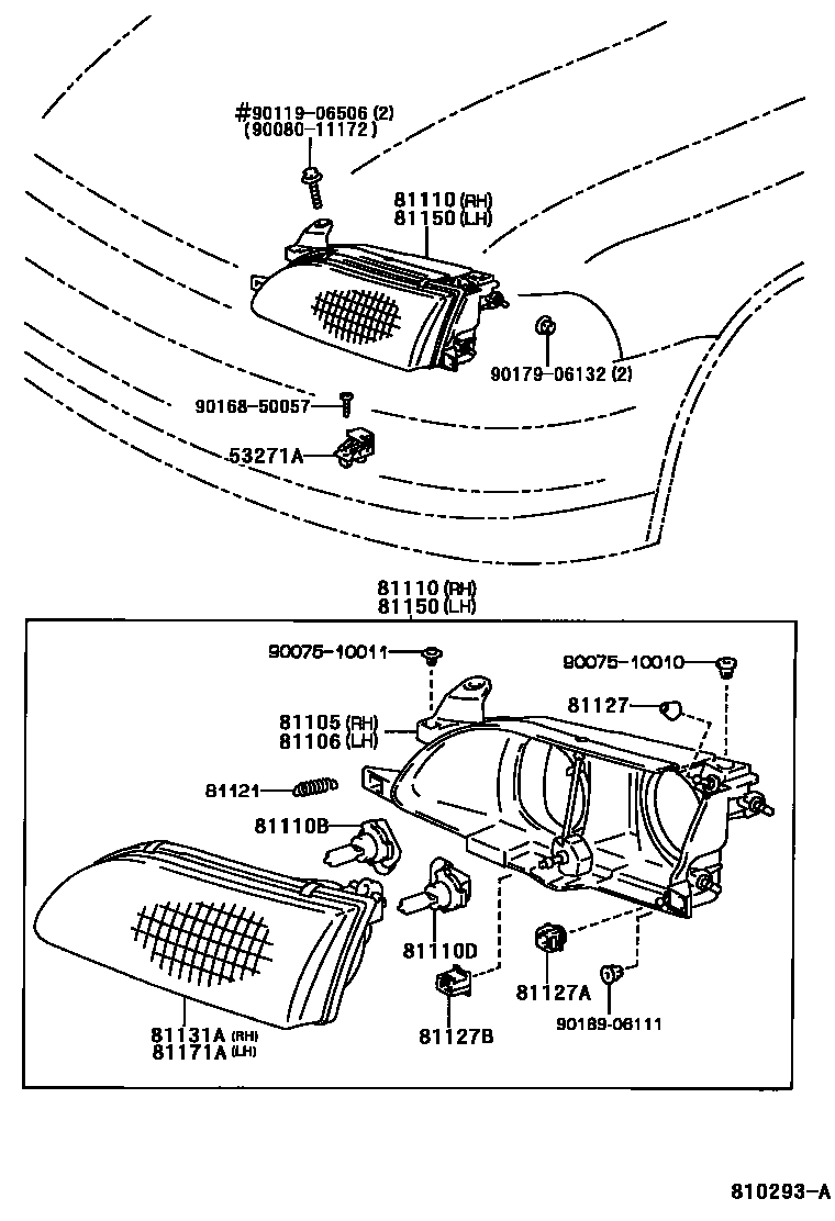 Toyota COROLLA Headlamp EPC diagram — 810293A