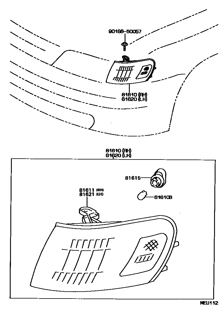 Toyota COROLLA 前示宽灯 EPC diagram — MEU112