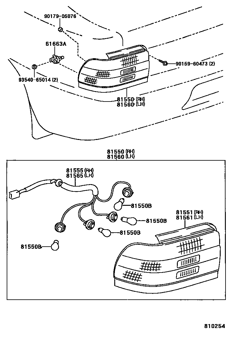 Toyota COROLLA 后组合灯 EPC diagram — 810254