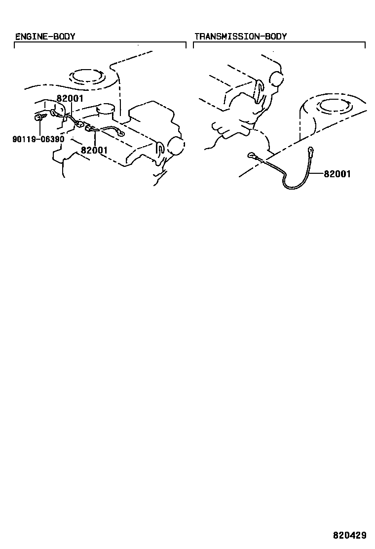 Toyota COROLLA 线束和卡夹 EPC diagram — 820429