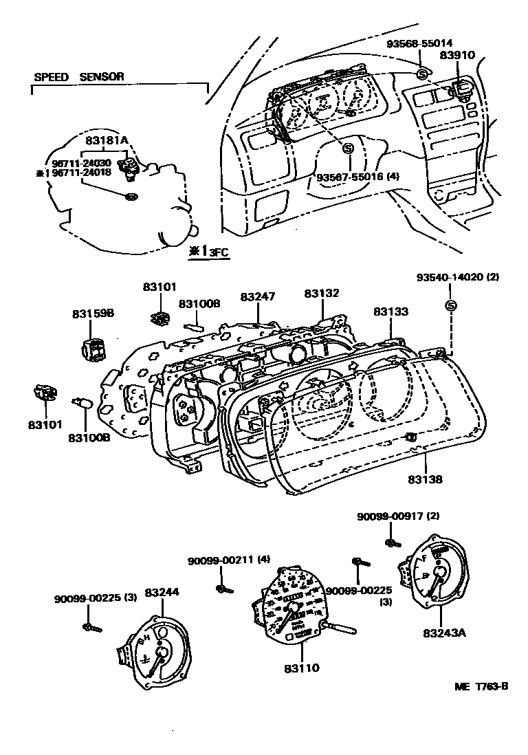 Toyota COROLLA 仪表 EPC diagram — MET763B