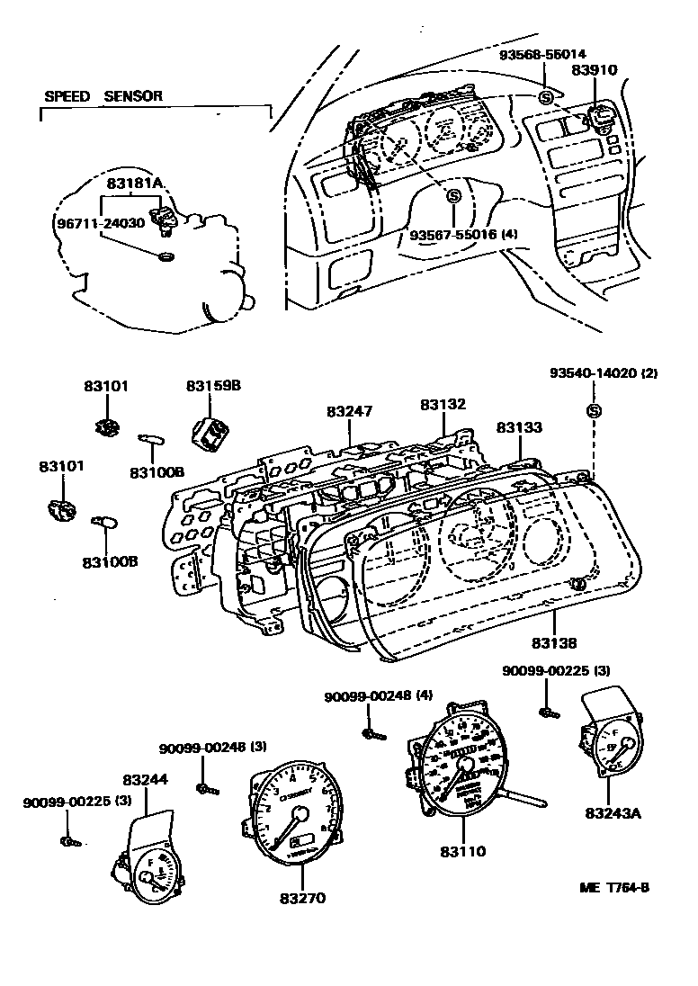 Toyota COROLLA 仪表 EPC diagram — MET764B