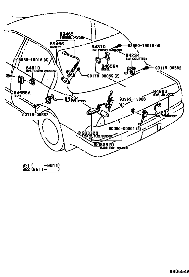 Toyota COROLLA 开关和继电器和ECU EPC diagram — 840554A