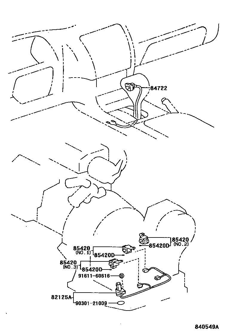Toyota COROLLA 超速档和电子控制变速器 EPC diagram — 840549A