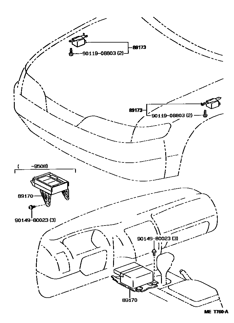 Toyota COROLLA 空气囊 EPC diagram — MET760A