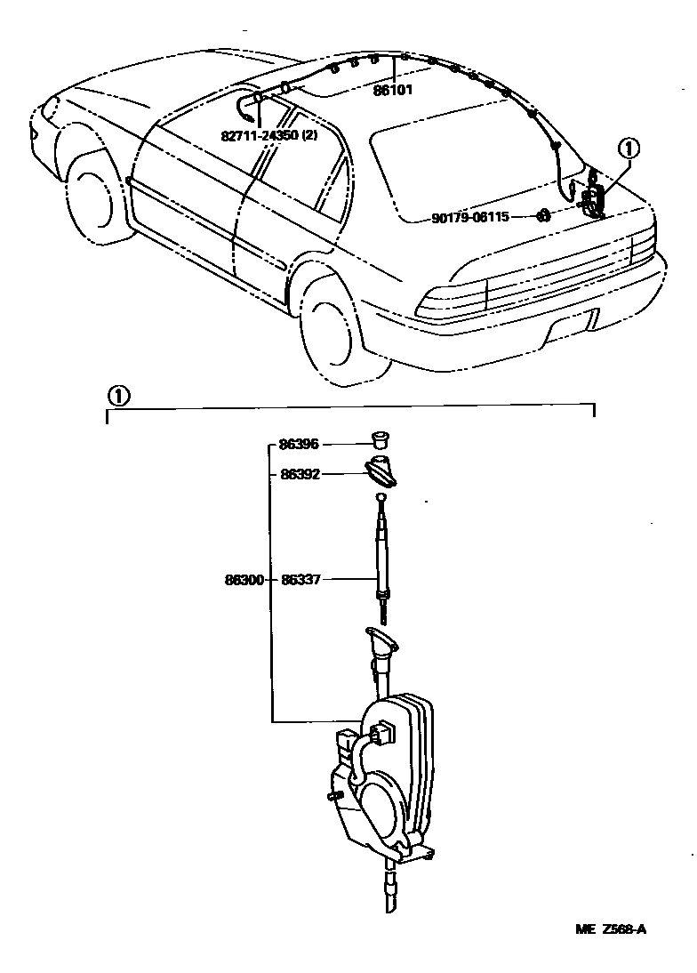 Toyota COROLLA antenna EPC diagram — MEZ568A