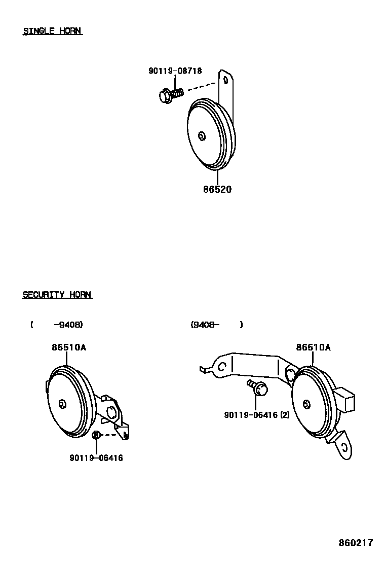 Toyota COROLLA 喇叭 EPC diagram — 860217