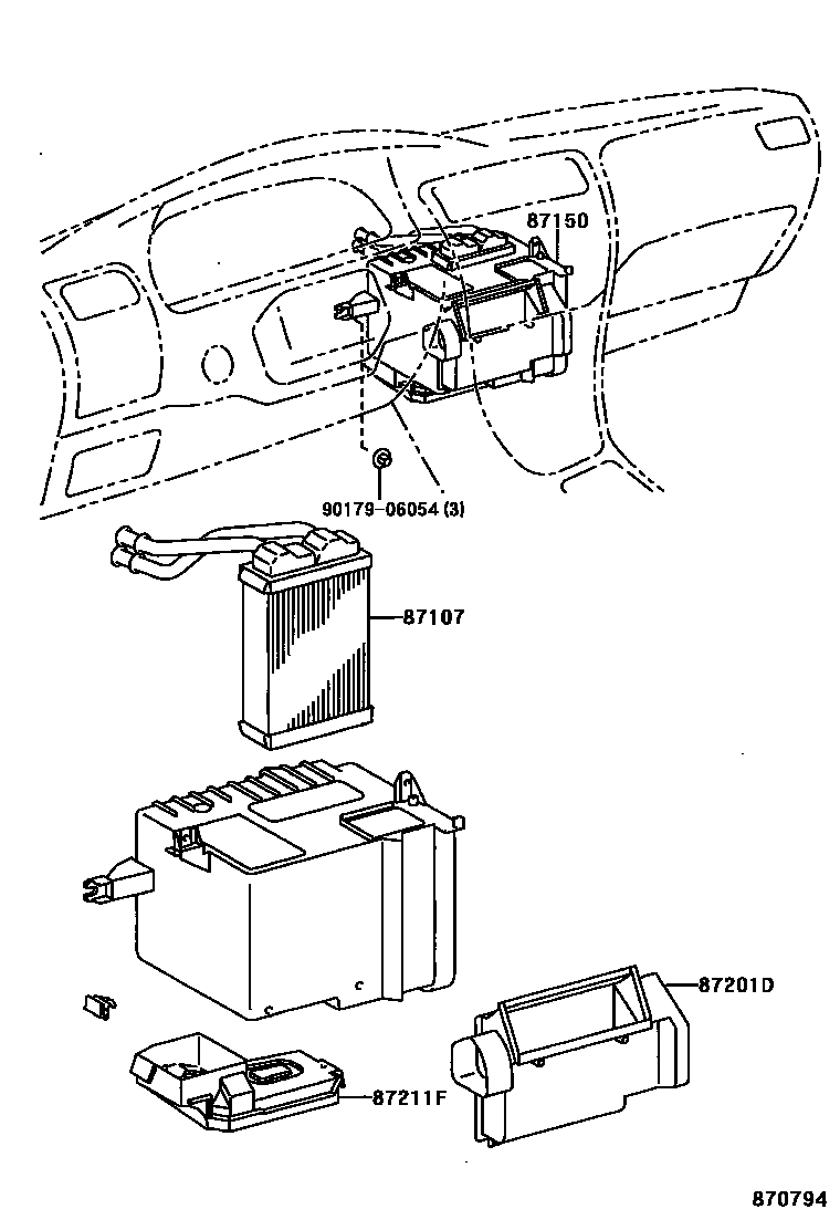 Toyota COROLLA 暖风和空调系统 - 加热装置和鼓风机 EPC diagram — 870794