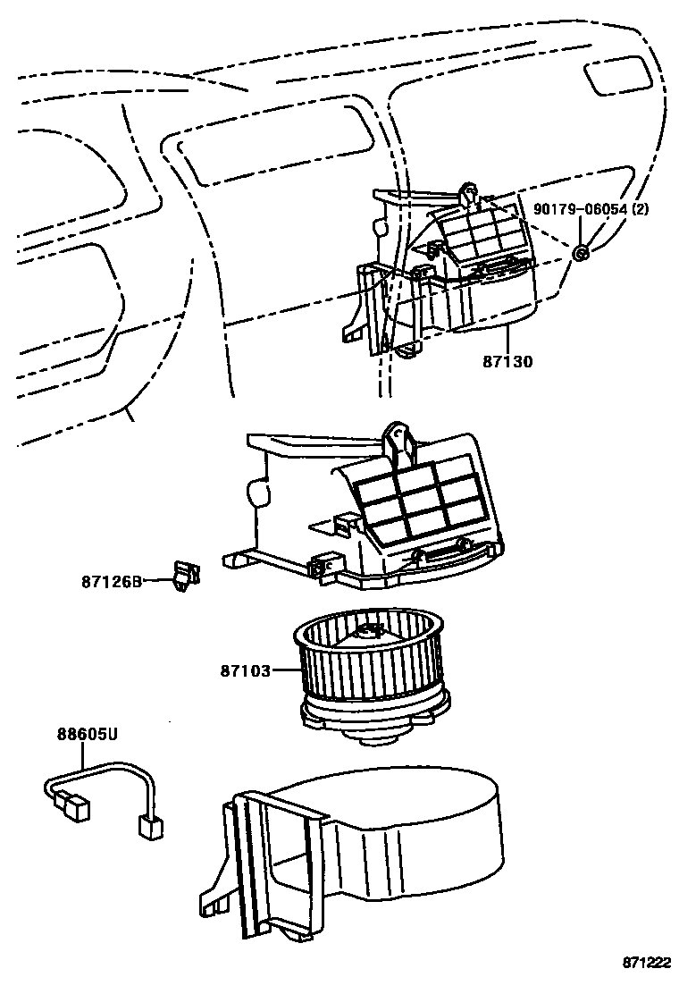 Toyota COROLLA 暖风和空调系统 - 加热装置和鼓风机 EPC diagram — 871222